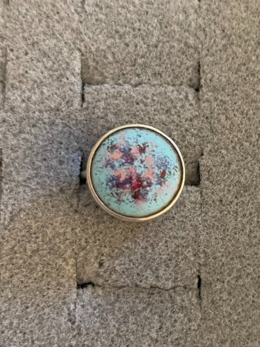 NWT Vintage Ring Sterling Silver Enamel Retro Upcycled Blue Sz 4 Boho Hippie $48